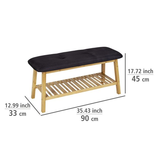 Produktbild: Schuhbank mit Sitzpolster Mod. Ecori, Bambus, recyceltes Polyester