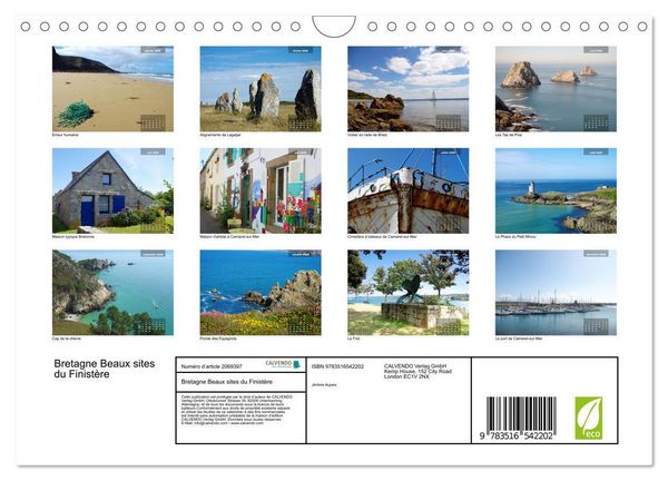 Produktbild: Bretagne Beaux sites du Finist&egrave;re (Calendrier mural 2026 DIN A4 vertical), CALVENDO calendrier mensuel