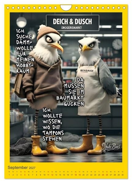 Produktbild: B&ouml;se M&ouml;wen - Kackkalender f&uuml;rs Klo (Wandkalender 2027 DIN A4 hoch), CALVENDO Monatskalender