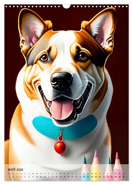Produktbild: Chiens styl&eacute;s (Calendrier mural 2026 DIN A3 horizontal), CALVENDO calendrier mensuel