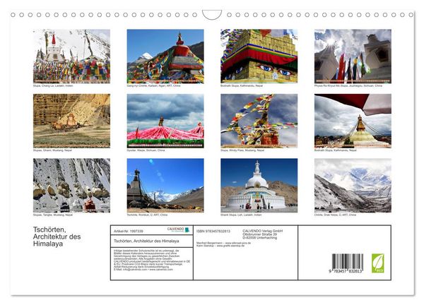 Produktbild: Tsch&ouml;rten, Architektur des Himalaya (Wandkalender 2026 DIN A3 quer), CALVENDO Monatskalender