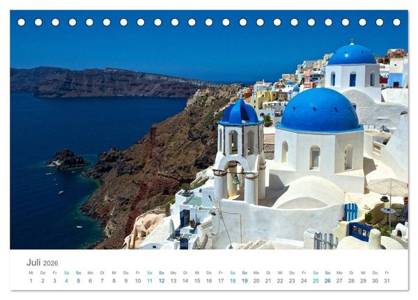 Produktbild: Santorin - Perle der Kykladen (Tischkalender 2026 DIN A5 quer), CALVENDO Monatskalender