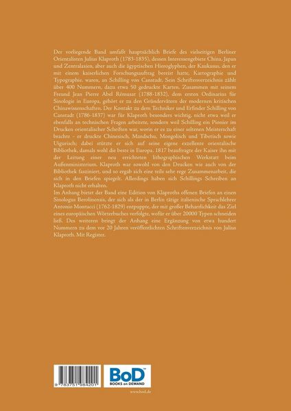 Produktbild: Julius Klaproths (1783-1835) Briefe an den Orientalisten und Erfinder Paul Ludwig Schilling von Canstadt (1786-1837)