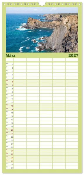 Produktbild: Familienplaner 2027 - Steilk&uuml;sten Europas mit 5 Spalten (Wandkalender, 21 x 45 cm) CALVENDO