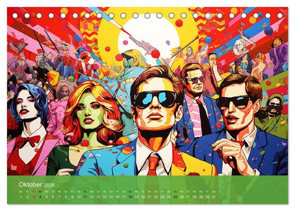 Produktbild: Pop-Art. Eine Reise in coolen Illustrationen (Tischkalender 2026 DIN A5 quer), CALVENDO Monatskalender