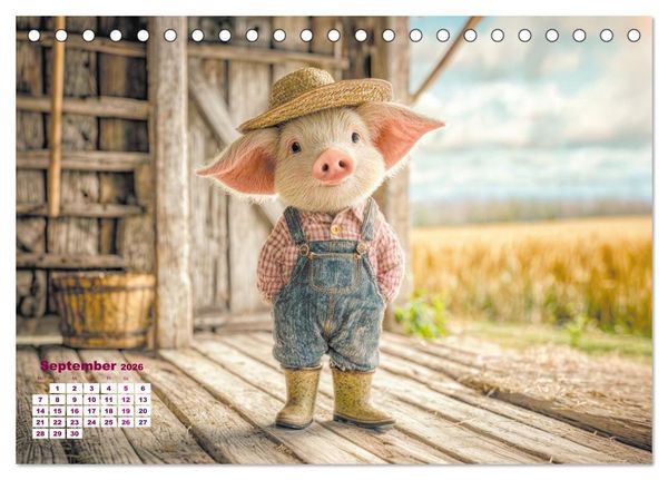 Produktbild: Vom Gl&uuml;ck, ein Schweinchen zu sein (Tischkalender 2026 DIN A5 quer), CALVENDO Monatskalender