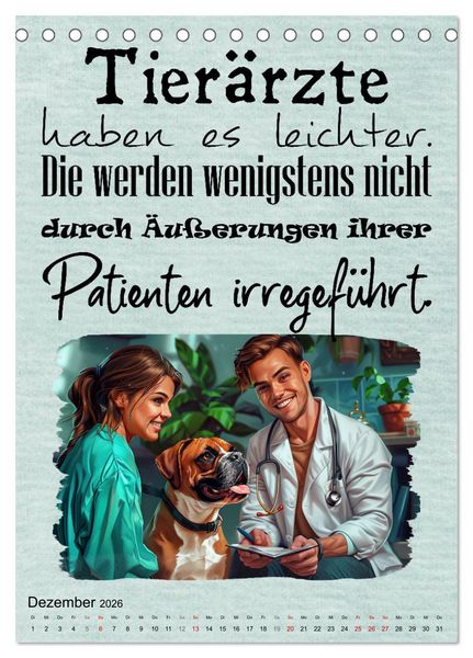 Produktbild: Tierarztspr&uuml;che (Tischkalender 2026 DIN A5 hoch), CALVENDO Monatskalender