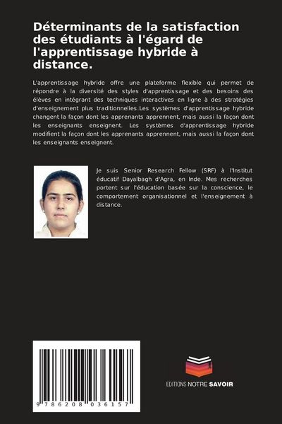 Produktbild: D&eacute;terminants de la satisfaction des &eacute;tudiants &agrave; l'&eacute;gard de l'apprentissage hybride &agrave; distance.