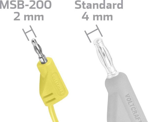Produktbild: VOLTCRAFT MSB-200 Messleitung Lamellenstecker 2mm Lamellenstecker 2mm 0.90m Gelb 1St.