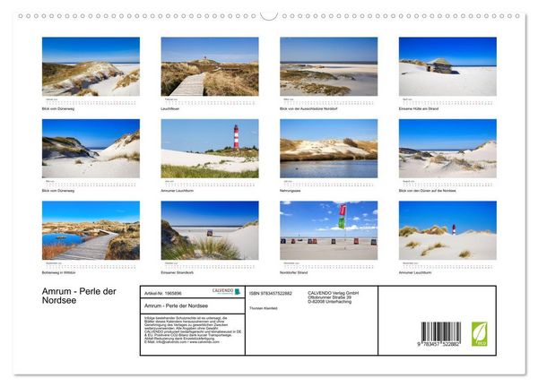 Produktbild: Amrum - Perle der Nordsee (hochwertiger Premium Wandkalender 2026 DIN A2 quer), Kunstdruck in Hochglanz