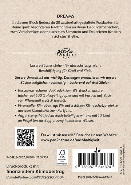 Produktbild: Postkartenblock Dreams