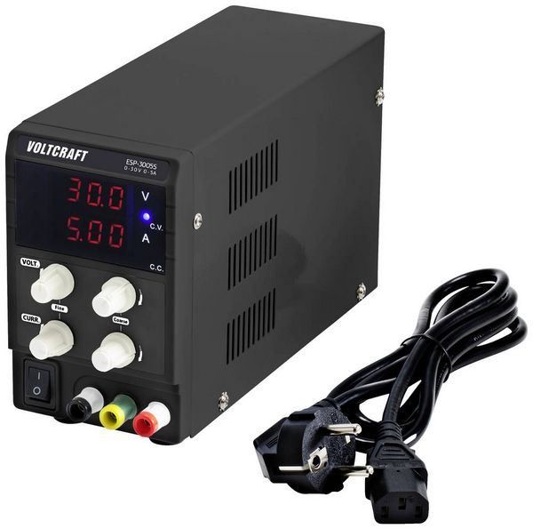 Produktbild: VOLTCRAFT ESP-3005S Labornetzger&auml;t, einstellbar 0 - 30 V 0 - 5 A 150 W Steckanschluss 4 mm schmale Bauform Anzahl Ausg&auml;nge 1 x
