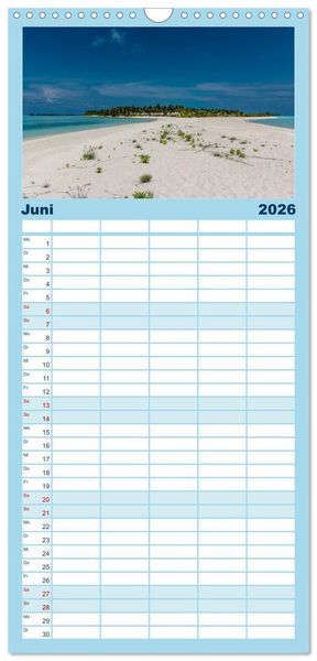 Produktbild: Familienplaner 2026 - Malediven &ndash; Das Paradies im Indischen Ozean III mit 5 Spalten (Wandkalender, 21 x 45 cm) CALVENDO