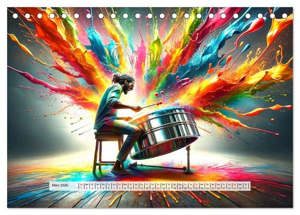 Produktbild: Drummer - Color Splash Rhythms: Trommelschl&auml;ge und Farbexplosionen (Tischkalender 2026 DIN A5 quer), CALVENDO Monatskalender