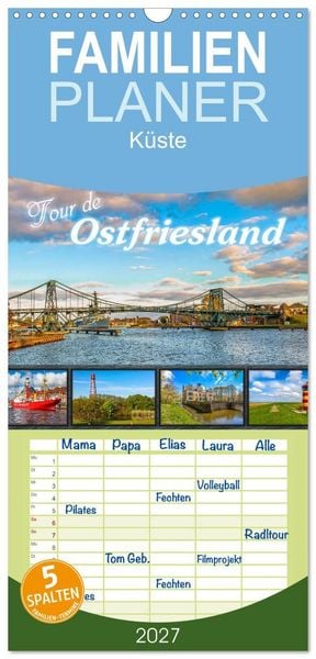 Produktbild: Familienplaner 2027 - Tour de Ostfriesland mit 5 Spalten (Wandkalender, 21 x 45 cm) CALVENDO