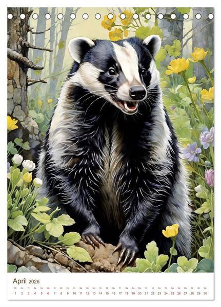 Produktbild: Heimische Wildtiere 2026 (Tischkalender 2026 DIN A5 hoch), CALVENDO Monatskalender