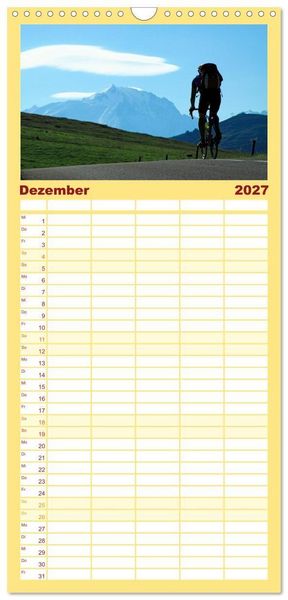 Produktbild: Familienplaner 2027 - Alpenp&auml;sse auf dem Rennrad "Himmlische Serpentinen" mit 5 Spalten (Wandkalender, 21 x 45 cm) CALVENDO