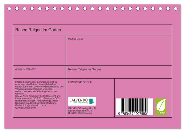 Produktbild: Rosen Reigen im Garten (Tischkalender 2026 DIN A5 quer), CALVENDO Monatskalender