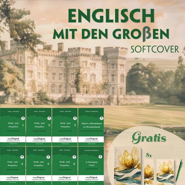 Produktbild: Englisch mit den Gro&szlig;en Softcover (8 B&uuml;cher + Audio-Online + exklusive Extras) - Frank-Lesemethode