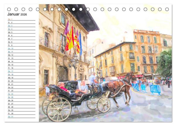 Produktbild: Mallorca - Impressionen in Aquarellfarben (Tischkalender 2026 DIN A5 quer), CALVENDO Monatskalender