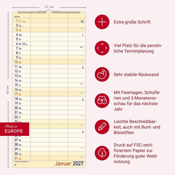 Produktbild: Gro&szlig;druck Planer f&uuml;r zwei 2027