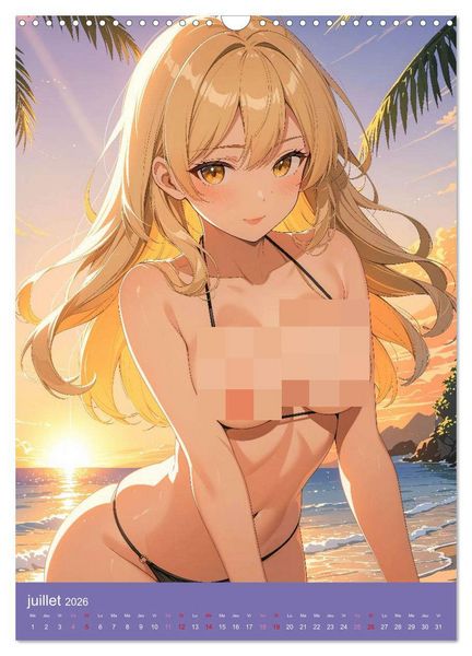 Produktbild: MANGA SENSUEL - Beaut&eacute;s japonaises d&eacute;nud&eacute;es et s&eacute;duisantes (Calendrier mural 2026 DIN A3 horizontal), CALVENDO calendrier mensuel
