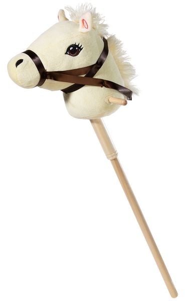 Heunec 744172 - Steckenpferd mit Sound & abnehmbarem Holzstecken, Plüsch/Holz, beige, 75 cm