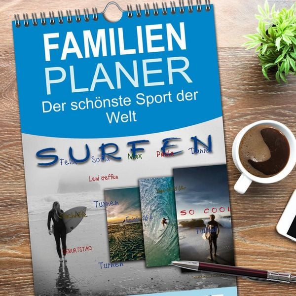 Produktbild: Familienplaner 2026 - Surfen - so cool mit 5 Spalten (Wandkalender, 21 x 45 cm) CALVENDO