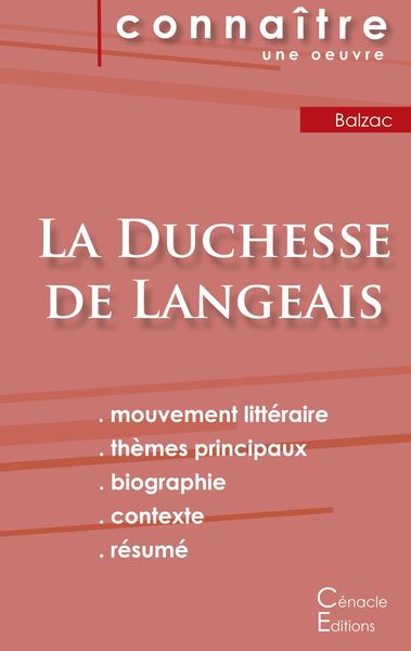 Produktbild: Fiche de lecture La Duchesse de Langeais de Balzac (Analyse litt&eacute;raire de r&eacute;f&eacute;rence et r&eacute;sum&eacute; complet)