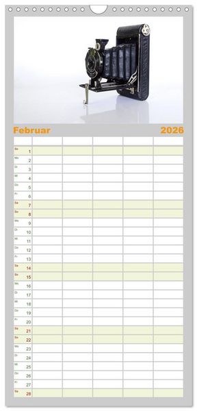 Produktbild: Familienplaner 2026 - Alte Fotoapparate - Kameras von Kodak der Jahre 1905 bis 1977 mit 5 Spalten (Wandkalender, 21 x 45 cm) CALVENDO