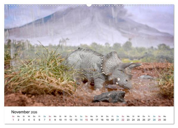 Produktbild: Faszination Urzeit - wenn Spielzeugdinos zum Leben erwachen (Wandkalender 2026 DIN A2 quer), CALVENDO Monatskalender