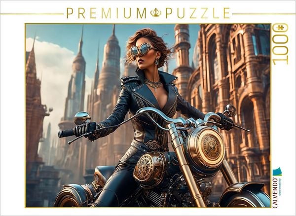 CALVENDO Puzzle Steampunk Bikerbraut | 1000 Teile Lege-Größe 64x48cm Foto-Puzzle für glückliche Stunden