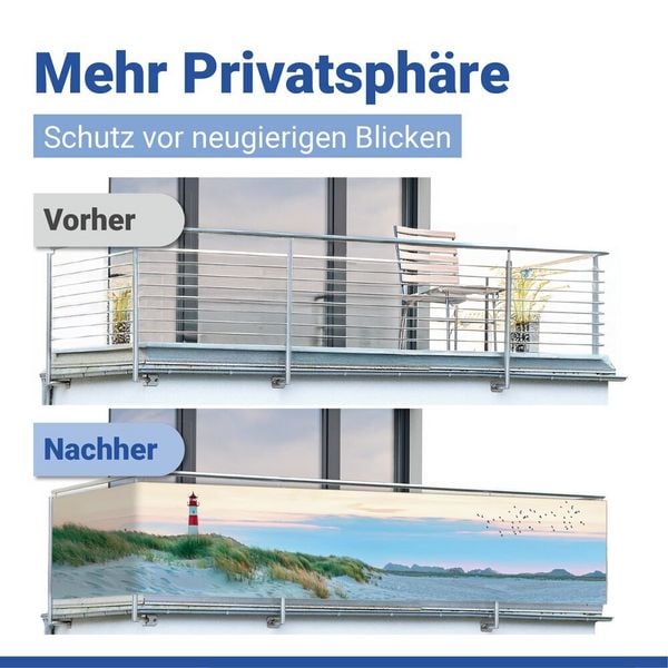 Produktbild: Balkon-Sichtschutz Mod. Nordseek&uuml;ste, UV- und witterungsbest&auml;ndig