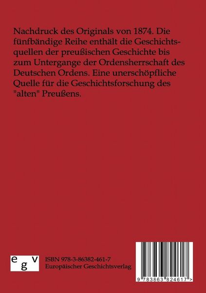 Produktbild: Die Geschichtsquellen der Preu&szlig;ischen Vorzeit bis zum Untergange der Ordensherrschaft