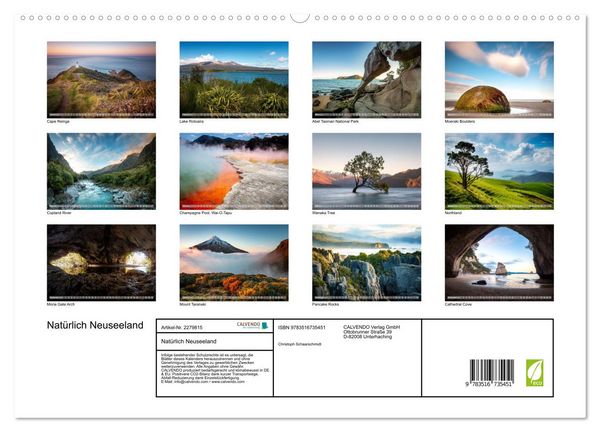 Produktbild: Nat&uuml;rlich Neuseeland (hochwertiger Premium Wandkalender 2026 DIN A2 quer), Kunstdruck in Hochglanz