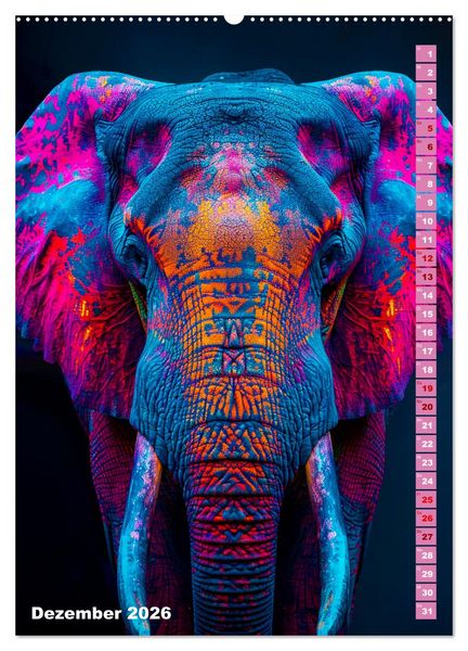 Produktbild: Farbenpracht - Bunte Tierportr&auml;ts (hochwertiger Premium Wandkalender 2026 DIN A2 hoch), Kunstdruck in Hochglanz