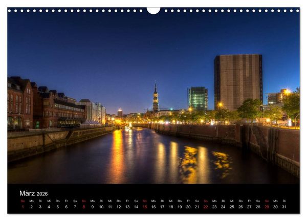 Produktbild: Hamburg - Lichter der Nacht (Wandkalender 2026 DIN A3 quer), CALVENDO Monatskalender