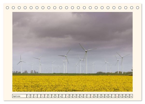 Produktbild: Windkraft in der Landschaft Ostfrieslands (Tischkalender 2026 DIN A5 quer), CALVENDO Monatskalender