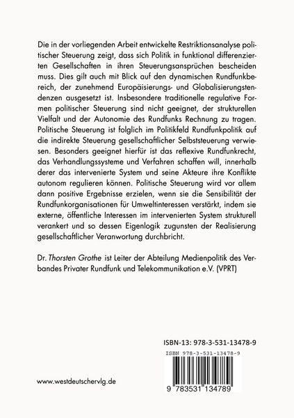 Produktbild: Restriktionen politischer Steuerung des Rundfunks