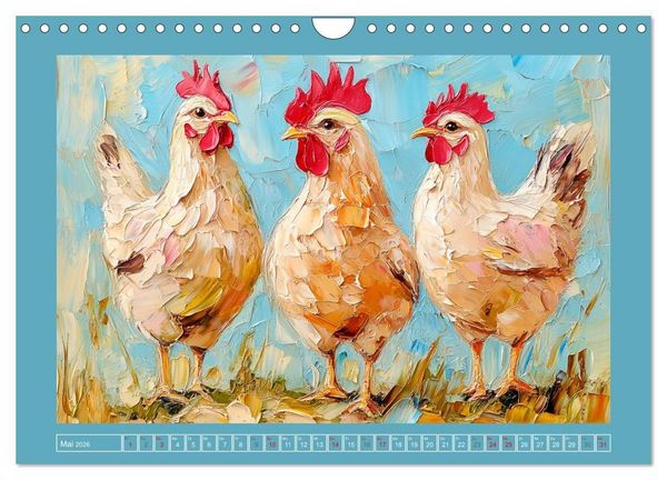 Produktbild: Federleichte Sch&ouml;nheiten. Duftige H&uuml;hner-Paintings (Wandkalender 2026 DIN A4 quer), CALVENDO Monatskalender