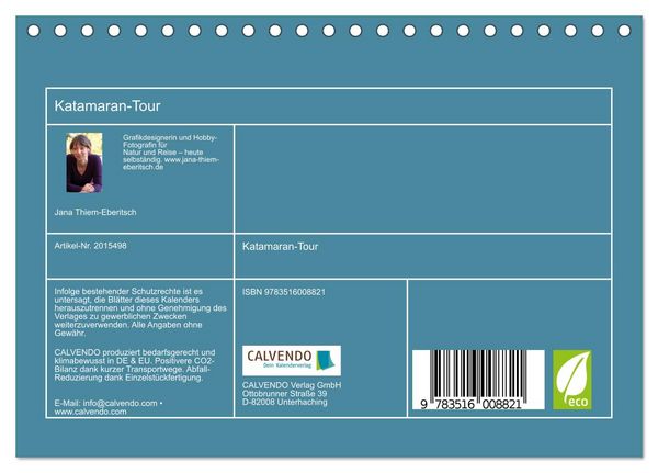 Produktbild: Katamaran-Tour (Tischkalender 2026 DIN A5 quer), CALVENDO Monatskalender
