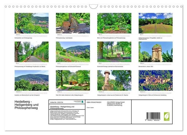 Produktbild: Heidelberg - Heiligenberg und Philosophenweg (Wandkalender 2026 DIN A3 quer), CALVENDO Monatskalender