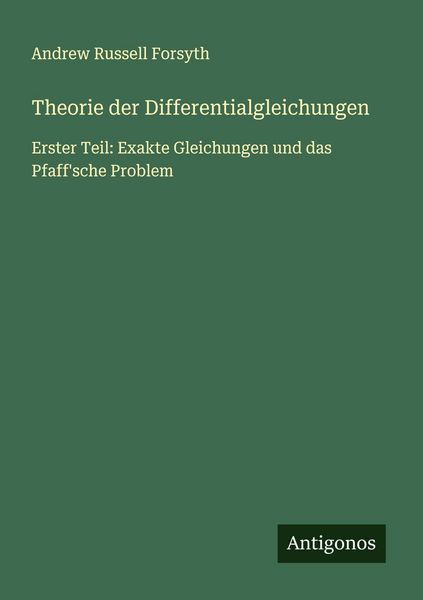 Produktbild: Theorie der Differentialgleichungen
