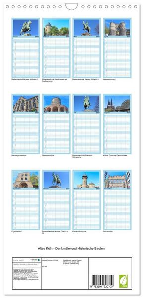 Produktbild: Familienplaner 2027 - Altes K&ouml;ln - Denkm&auml;ler und Historische Bauten mit 5 Spalten (Wandkalender, 21 x 45 cm) CALVENDO