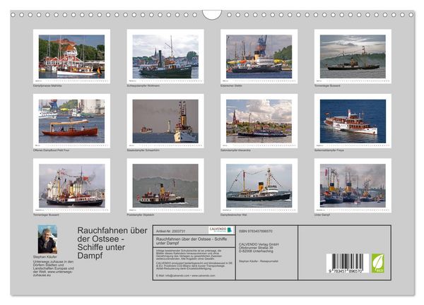 Produktbild: Rauchfahnen &uuml;ber der Ostsee - Schiffe unter Dampf (Wandkalender 2026 DIN A3 quer), CALVENDO Monatskalender