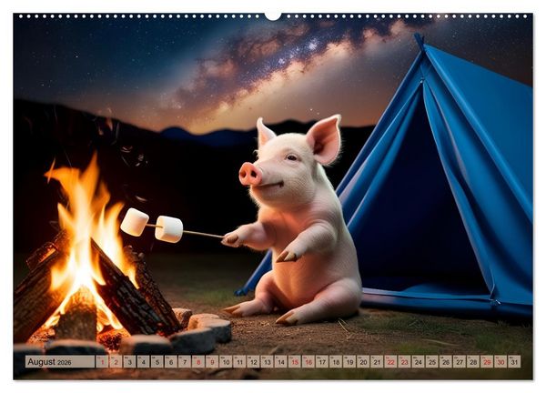 Produktbild: Unterwegs mit Piet - Die Abenteuer eines Ferkelchens (hochwertiger Premium Wandkalender 2026 DIN A2 quer), Kunstdruck in Hochglanz