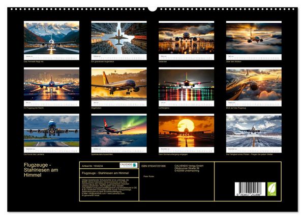 Produktbild: Flugzeuge - Stahlriesen am Himmel (hochwertiger Premium Wandkalender 2026 DIN A2 quer), Kunstdruck in Hochglanz