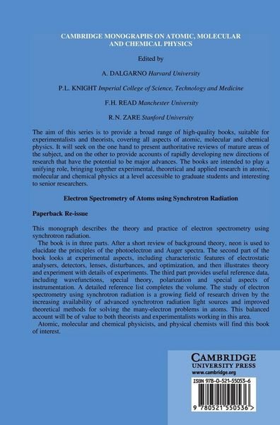 Produktbild: Electron Spectrometry of Atoms using Synchrotron Radiation