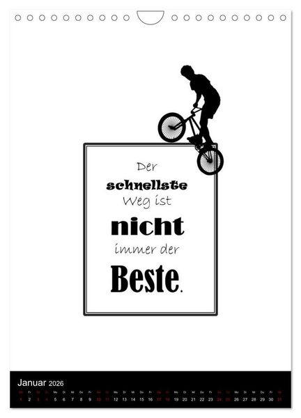 Produktbild: Markante, freche Spr&uuml;che rund ums Radfahren (Wandkalender 2026 DIN A4 hoch), CALVENDO Monatskalender