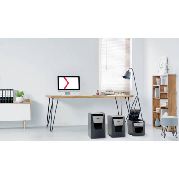 Produktbild: Rexel Optimum AutoFeed+ 150X Aktenvernichter 150 Blatt Mikroschnitt 4 x 28 mm P-4 44 l Vernichtet auch B&uuml;roklammern, Heftklammern, Kreditkarte